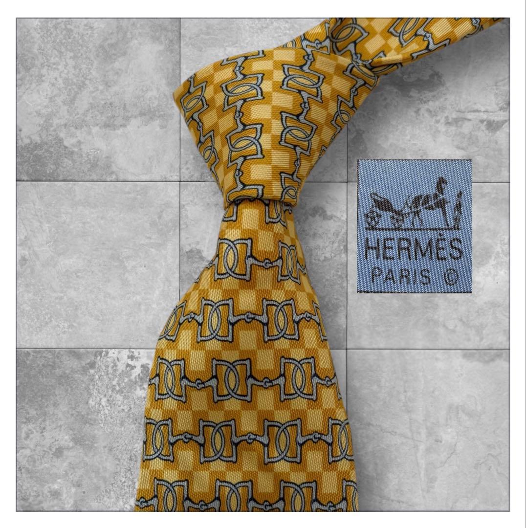 【フランス製】　エルメス　HERMES 幾何学模様 シルクネクタイ