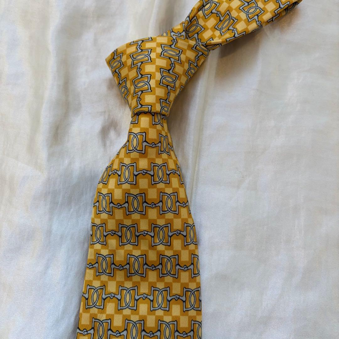 【フランス製】　エルメス　HERMES 幾何学模様 シルクネクタイ