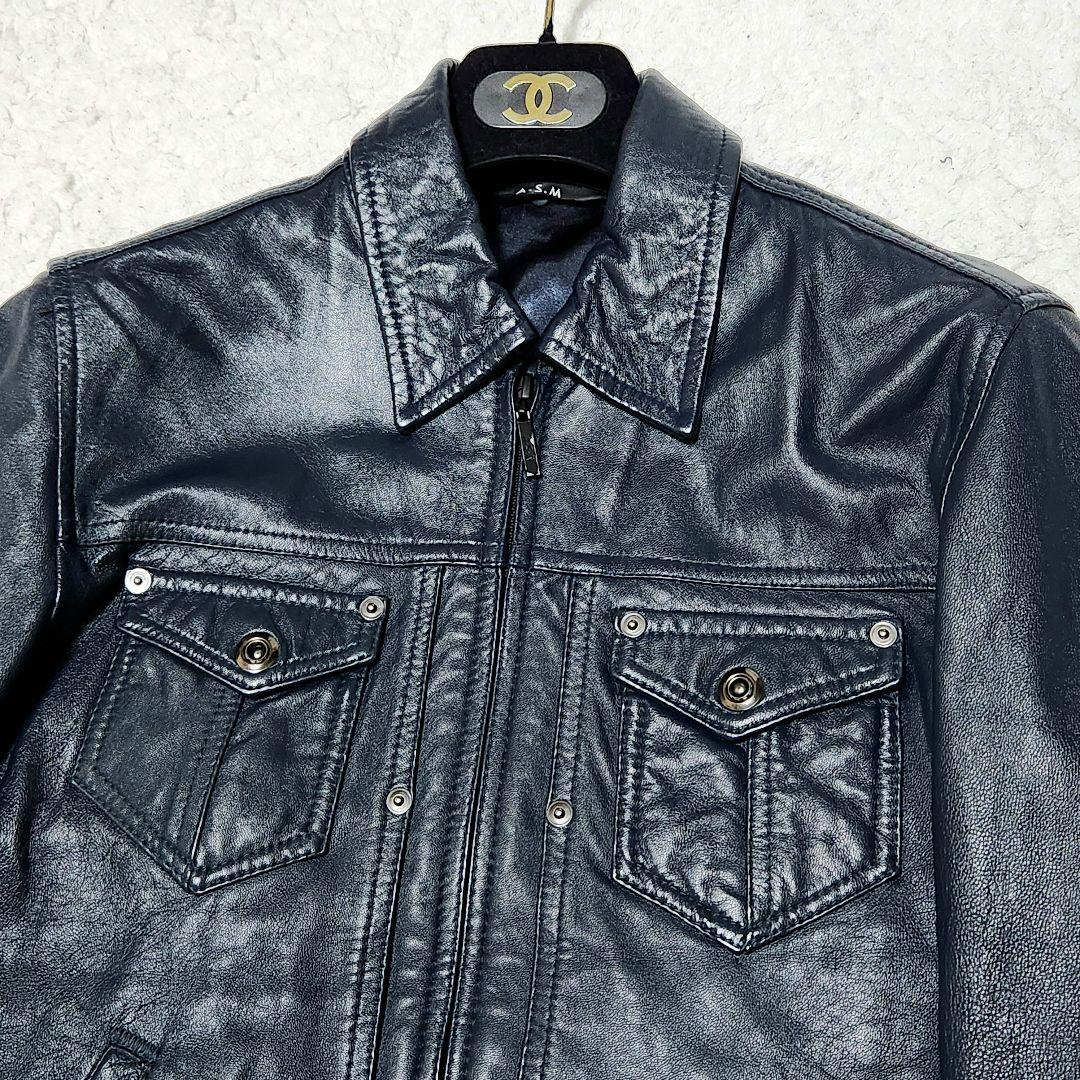 美品✨️ A.S.M レザージャケット シングルライダース ラムレザー 本革