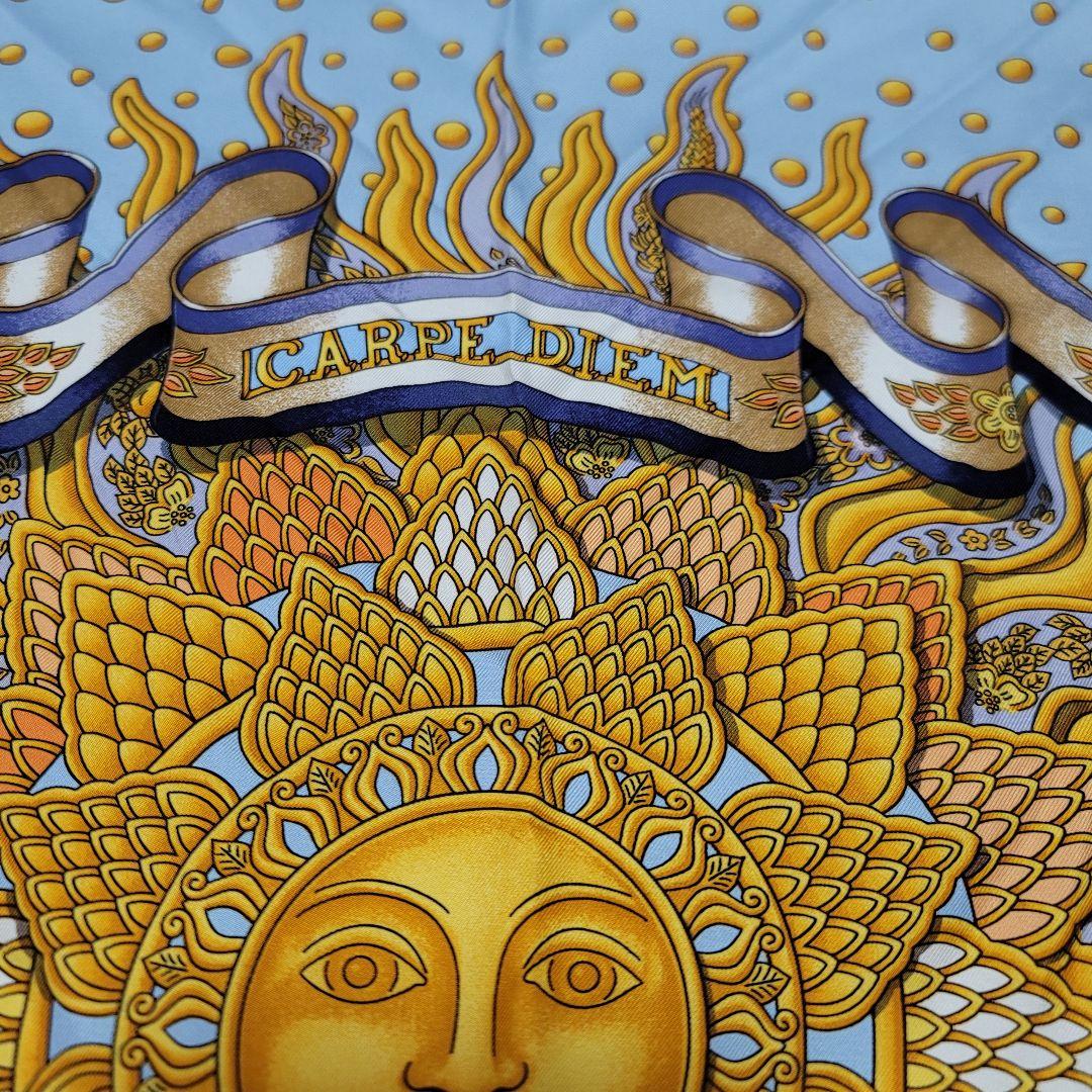 美品✨HERMES エルメス スカーフ カレ90 今日一日を楽しむ 太陽 シルク