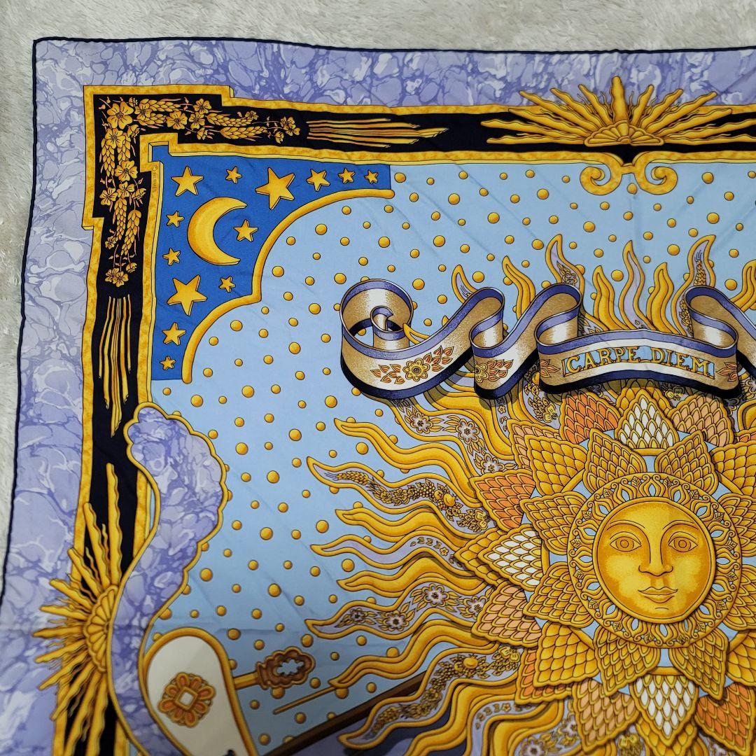 美品✨HERMES エルメス スカーフ カレ90 今日一日を楽しむ 太陽 シルク