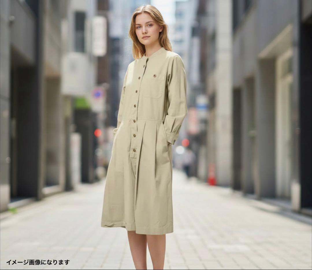 【洗える】MHL プリーツ シャツワンピース ロング 長袖 エムエイチエル