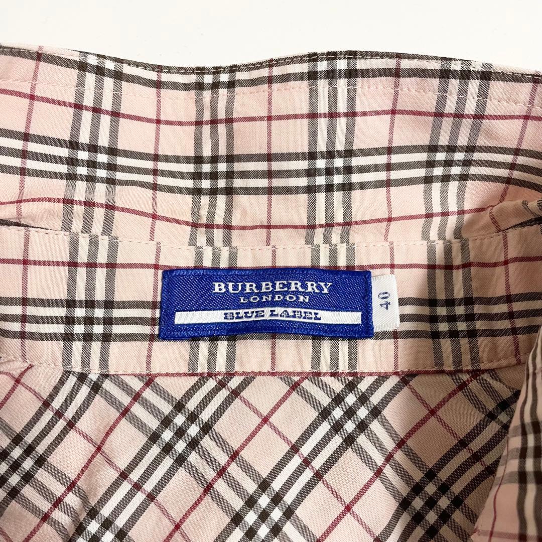 BURBERRY バーバリー ノバチェック ロゴ 刺繍 シャツ 40 ピンク