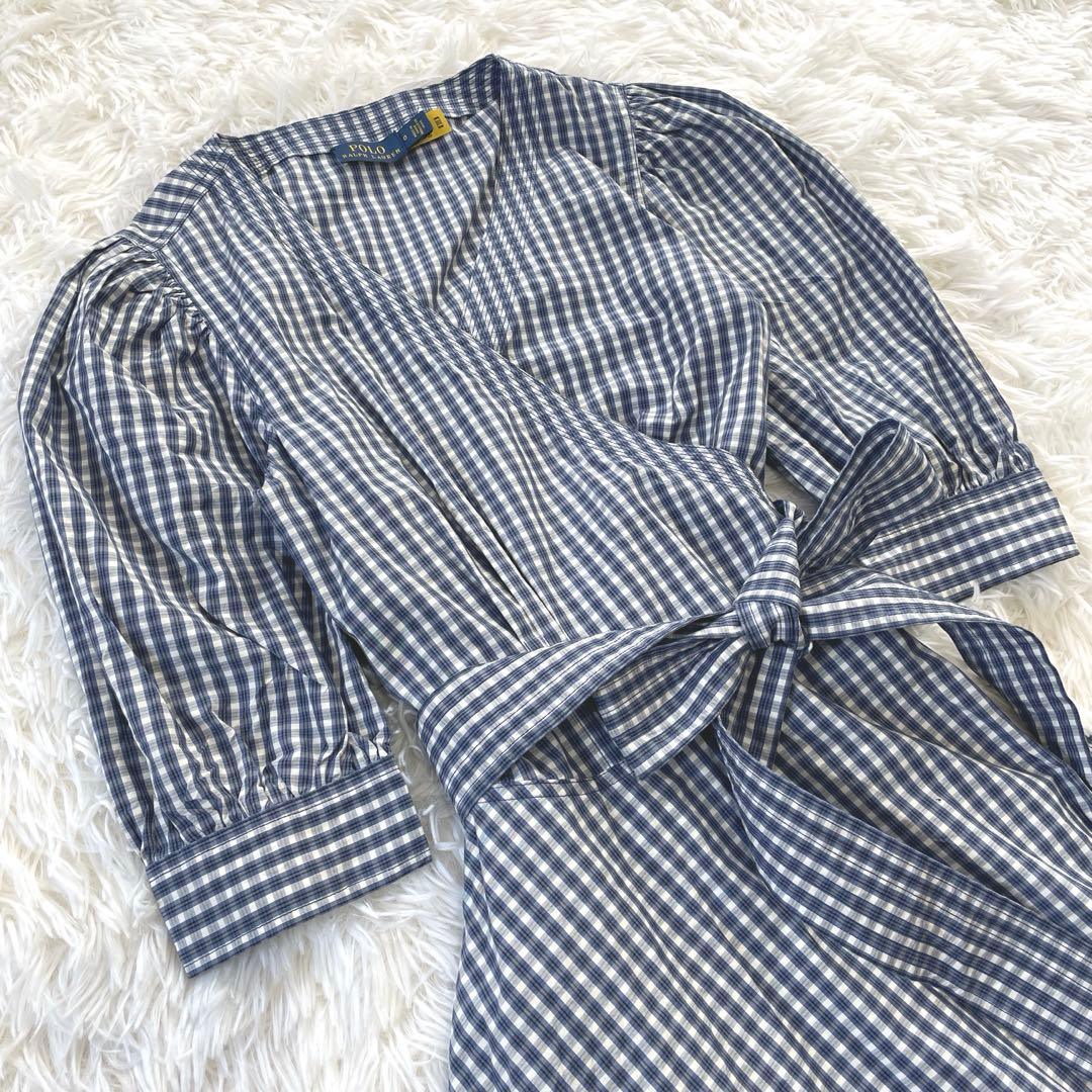 【美品】ポロラルフローレン ギンガムチェック ラップワンピース 中村アン着用