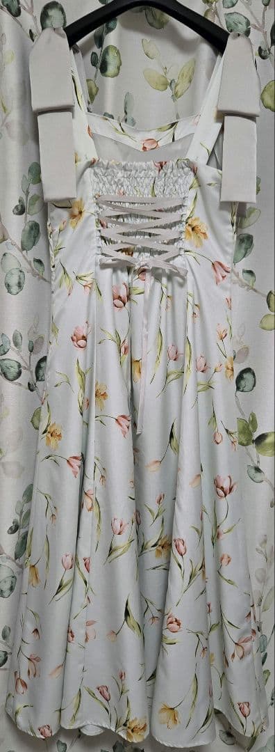 ウィルセレクション今期完売リボンショルダーチューリップフレアワンピース