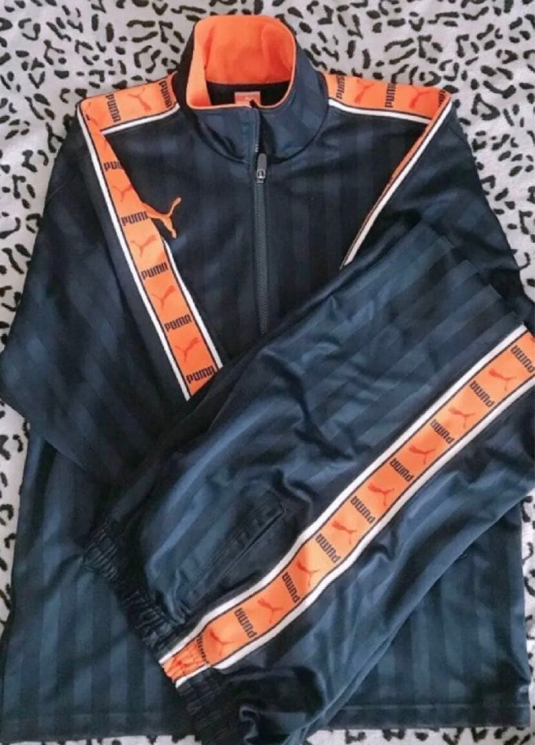 PUMA プーマ ジャージ 上下セットメンズネイビー オレンジ ストライプ レア