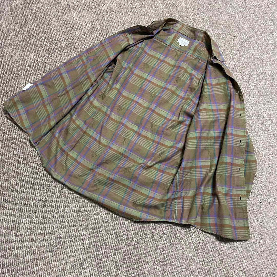 美品Burberrysバーバリーズ シャドーホースロゴ総柄チェック柄 真珠M