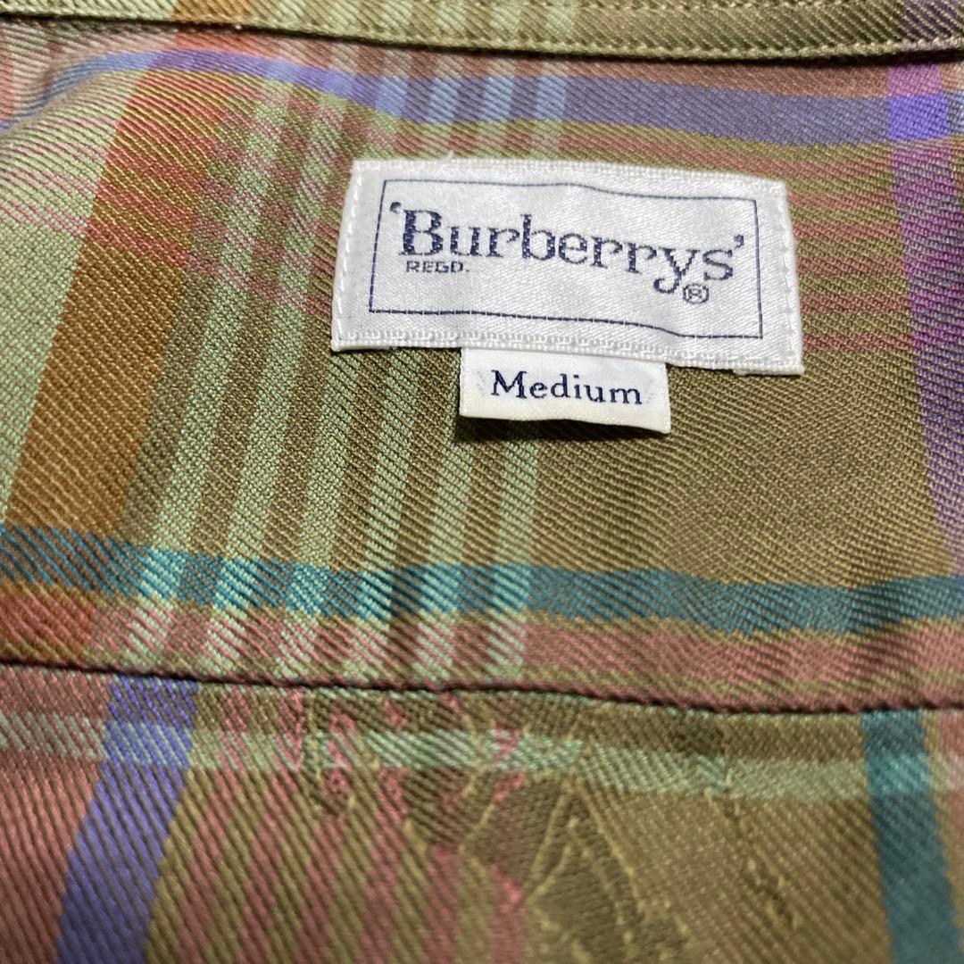 美品Burberrysバーバリーズ シャドーホースロゴ総柄チェック柄 真珠M