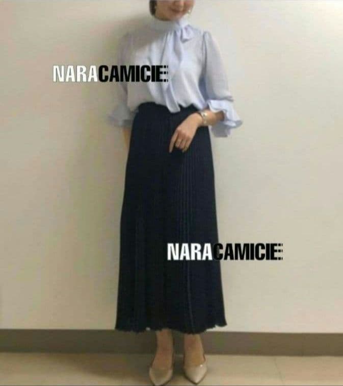 【極美品25300】ナラカミーチェ✨セレモニー✨ドラマ✨シャドーストライプフリル