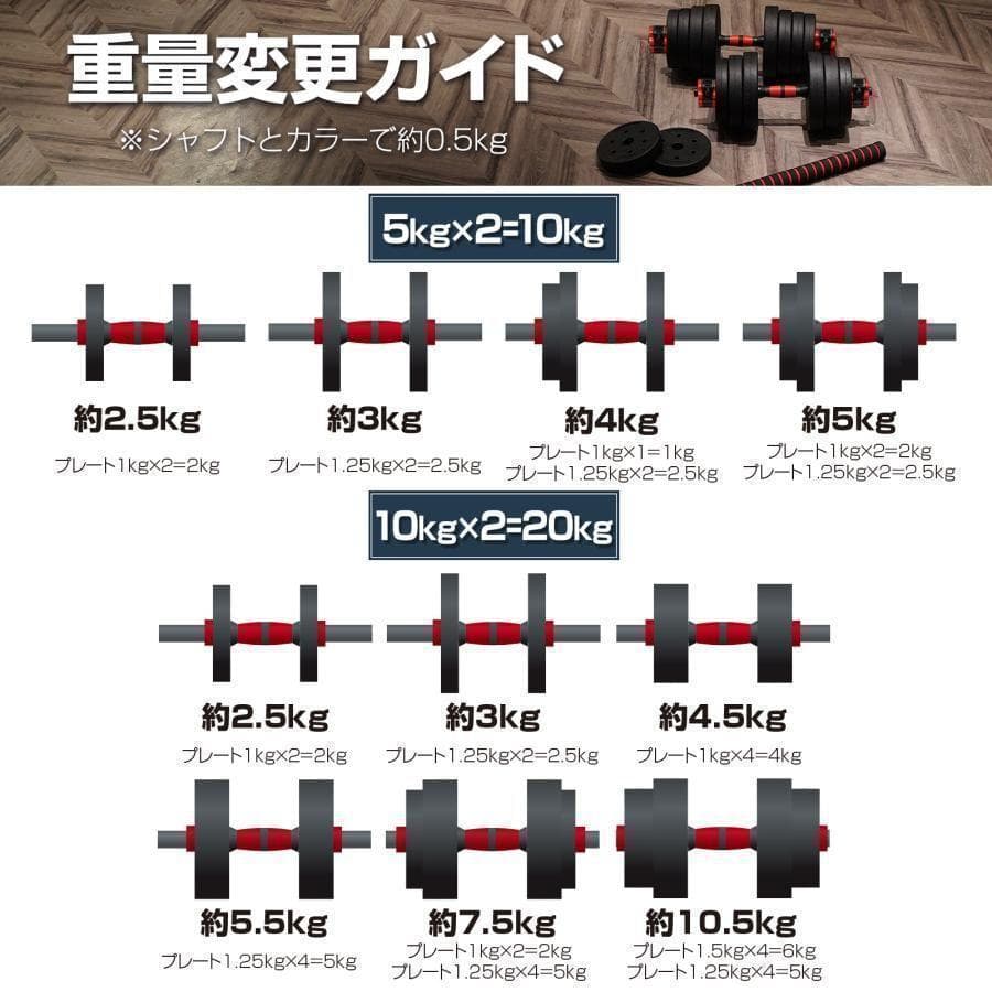 ダンベル 可変式 20kg可変式ダンベル 40kg 多機能 2個セット2512