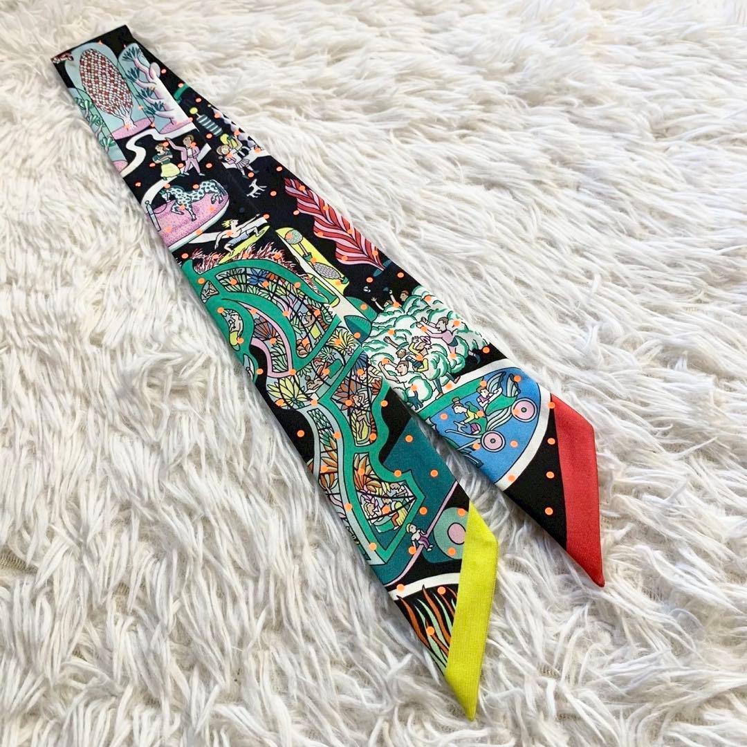 HERMES　エルメス　万国博覧会　ツイリー　リボンスカーフ　素材タグ付き