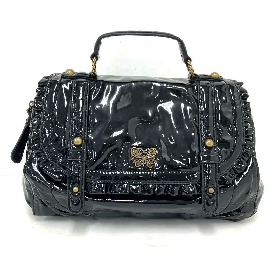 大人気☆ANNA SUI☆アナスイ☆ハンドバッグ☆3way☆エナメル☆ブラック！
