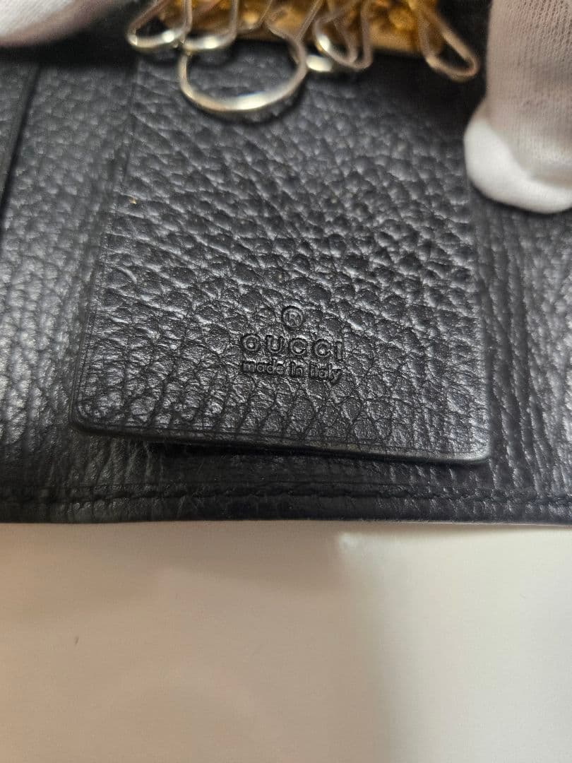GUCCI 6連キーケース　マーモント　ブラック 保存袋 箱付き