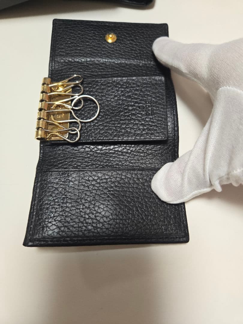 GUCCI 6連キーケース　マーモント　ブラック 保存袋 箱付き