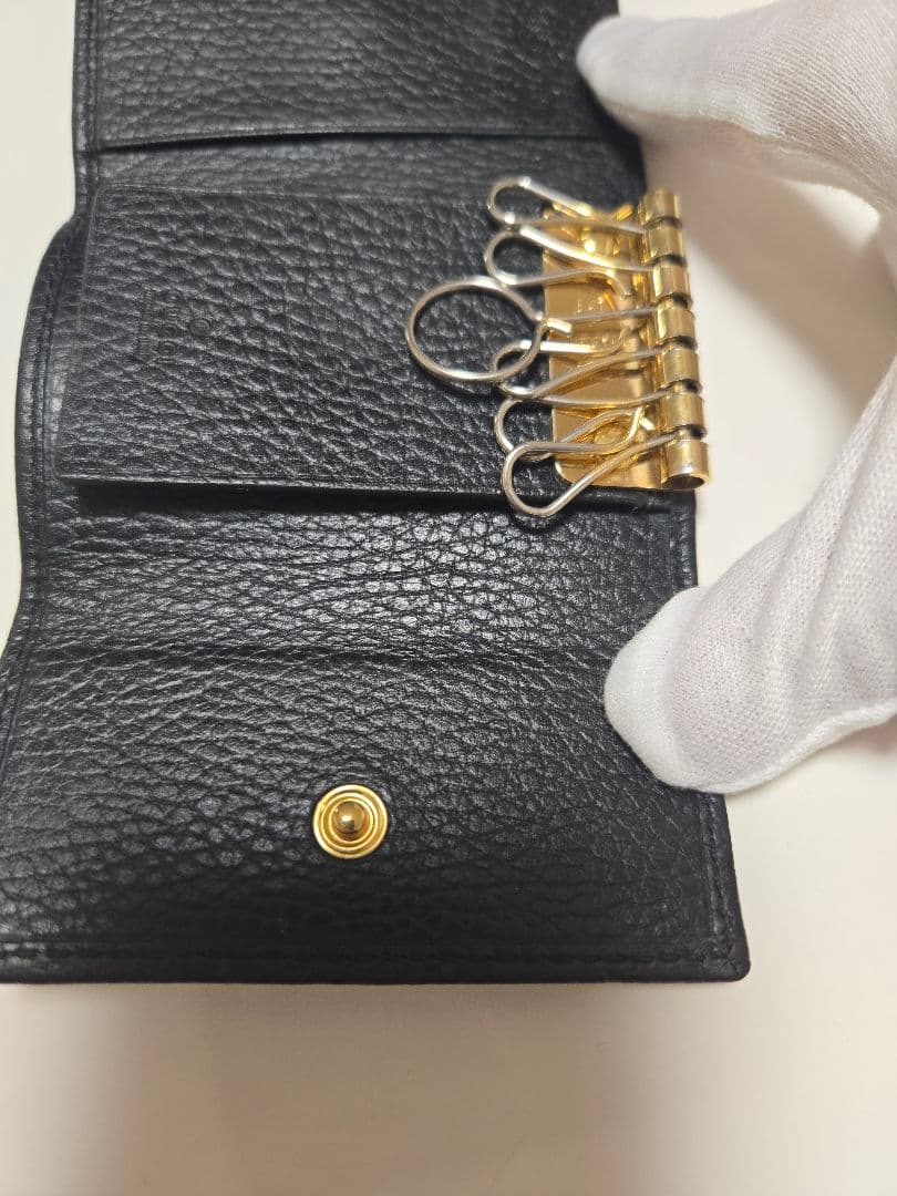 GUCCI 6連キーケース　マーモント　ブラック 保存袋 箱付き
