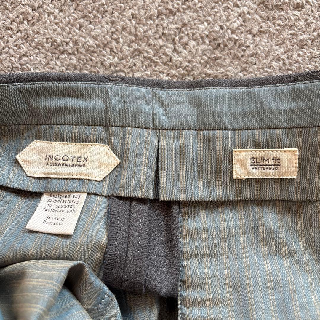 INCOTEX スラックス SLIMfit パターン30 グレー無地