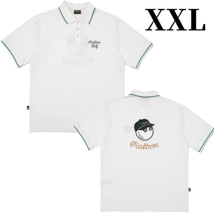 新品 白XXL マルボンゴルフ ポロシャツ シャツ メンズウェア トップス 半袖