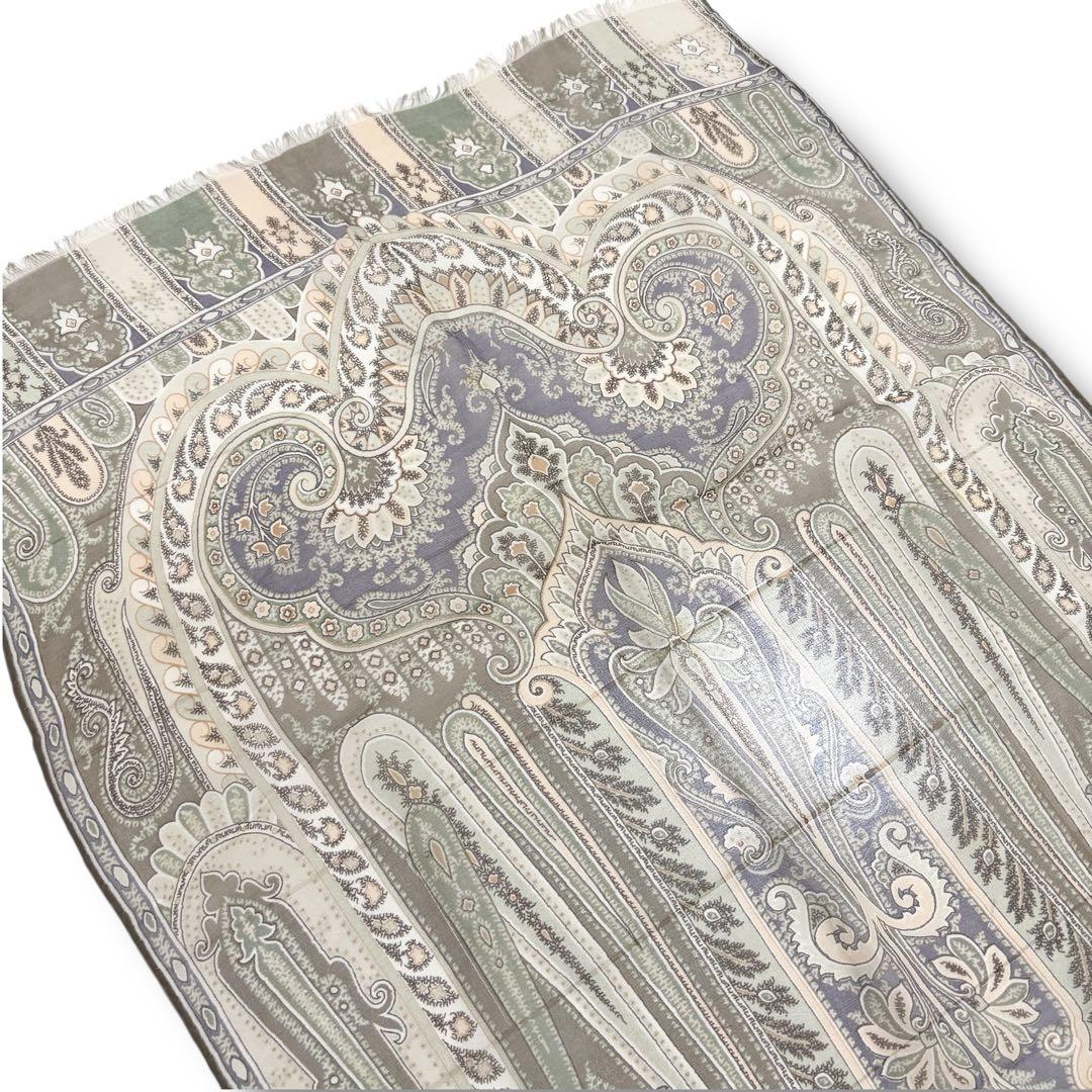 極美品✨ETRO エトロ ペイズリー柄 ストール シルク100%ニュアンスカラー