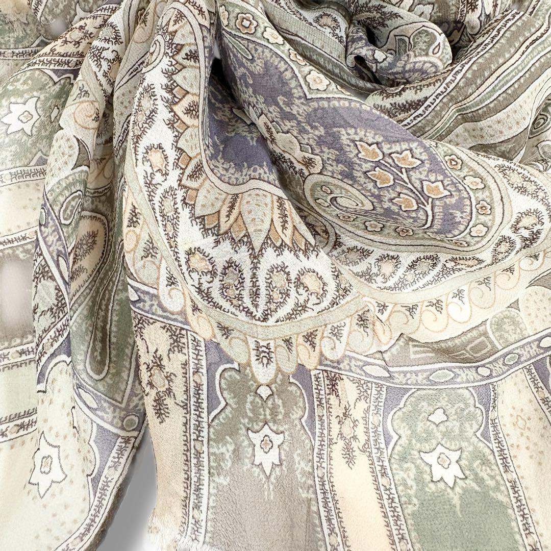 極美品✨ETRO エトロ ペイズリー柄 ストール シルク100%ニュアンスカラー