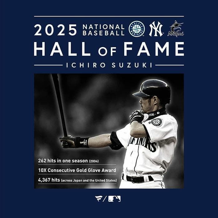 ICHIRO イチロー 米国野球殿堂入り記念 Tシャツ ネイビー Sサイズ