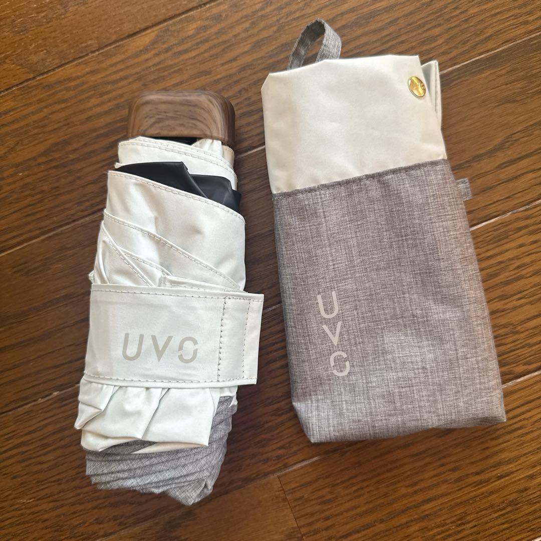 折りたたみ傘 完全遮光100% 最強の日傘 UVO（ウーボ）グレー×ホワイト