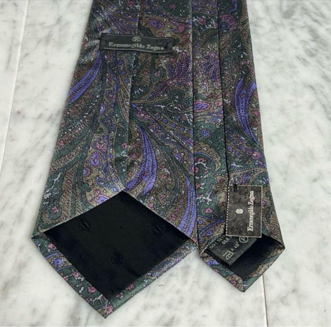 Ermenegildo Zegna ネクタイ ペイズリー柄 グリーン系