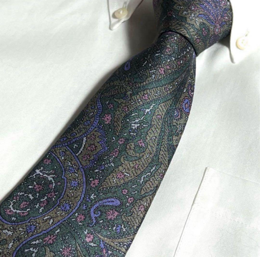 Ermenegildo Zegna ネクタイ ペイズリー柄 グリーン系