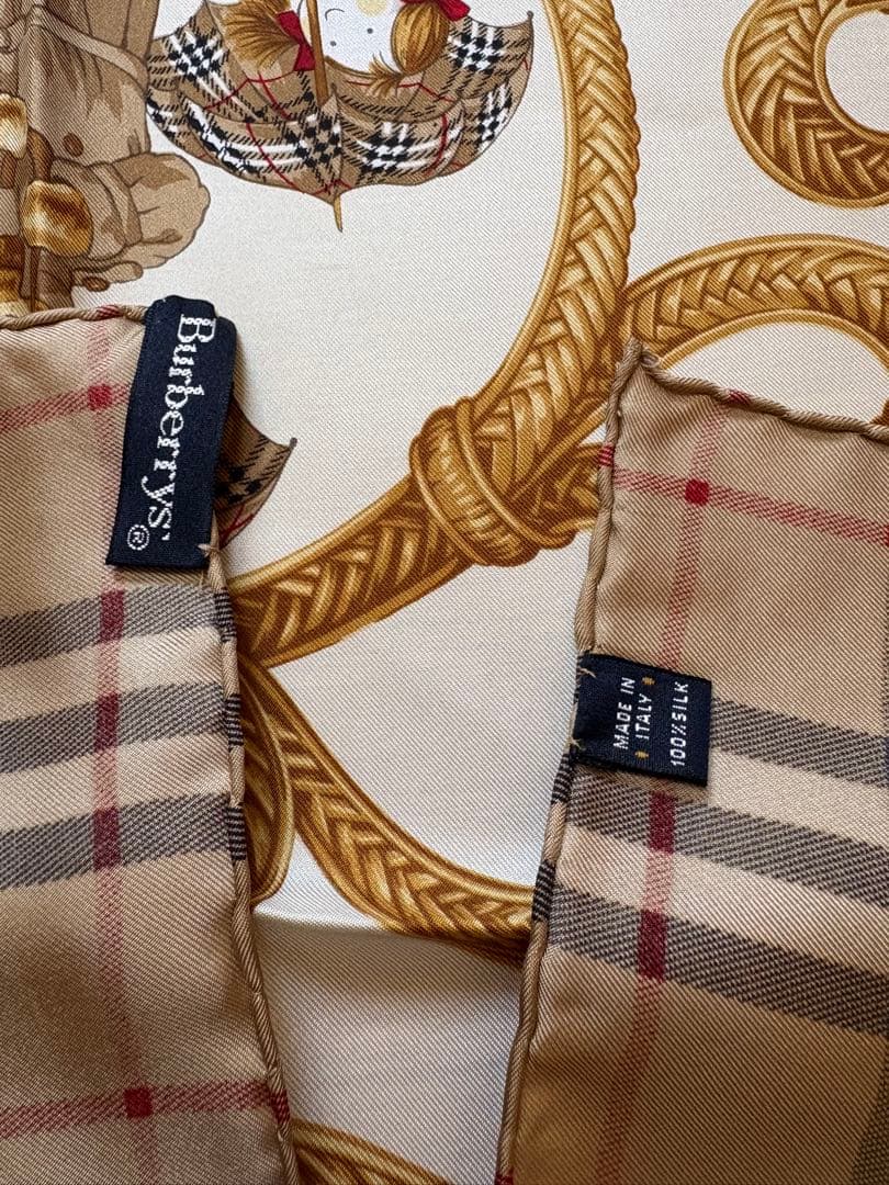 【超美品】Burberrys シルクスカーフ クマ柄