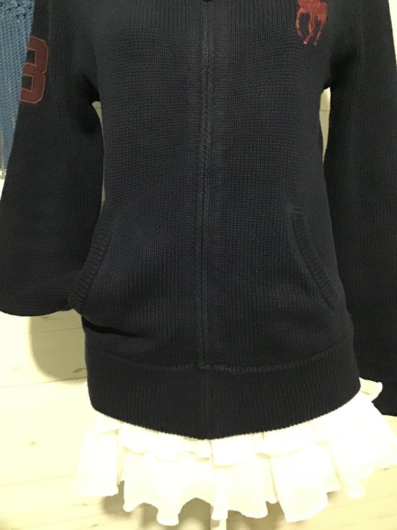 ラルフローレン★ビッグポニー ニット ジャケット ジップアップ ネイビー