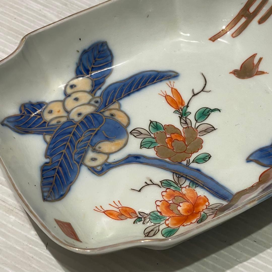角形錦手　中手塩皿　さしみ皿　錦絵　おまとめ　20枚　年代物　共箱入り