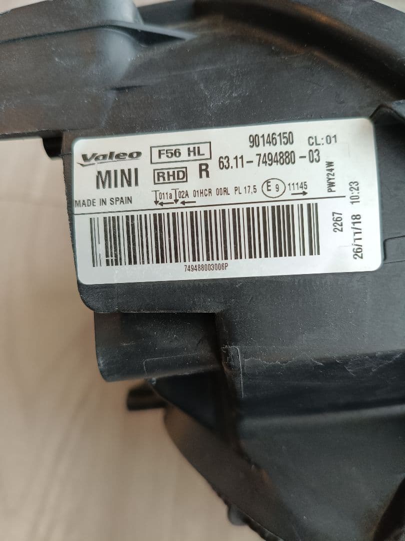 mini F56 前期 純正LEDヘッドランプ 右側のみ