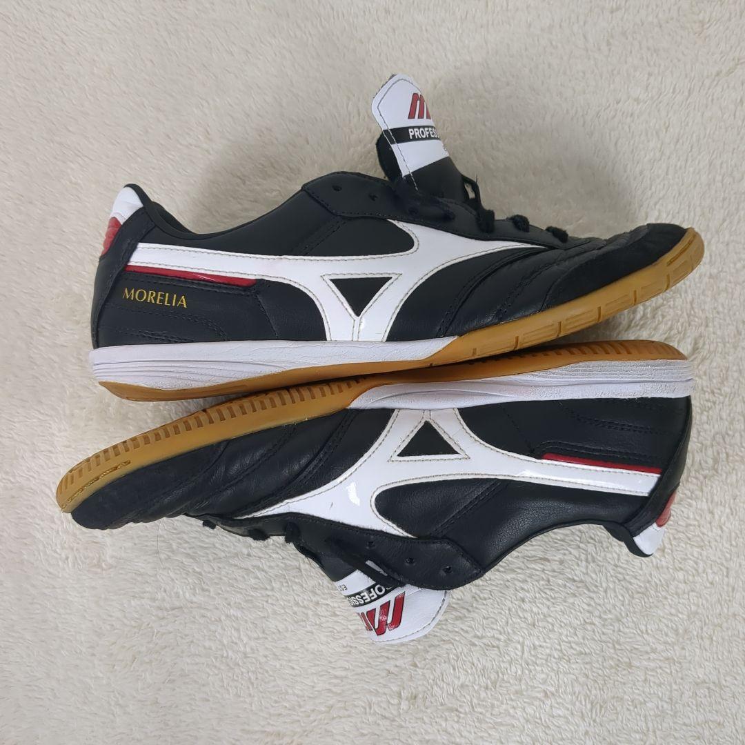 【人気】MIZUNO　モレリアIN　フットサルシューズ　レザー　黒　26.5cm