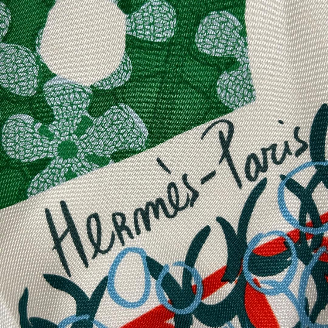 HERMES カレ90 おしゃべりな鳥たちの家 シルクスカーフ 大判