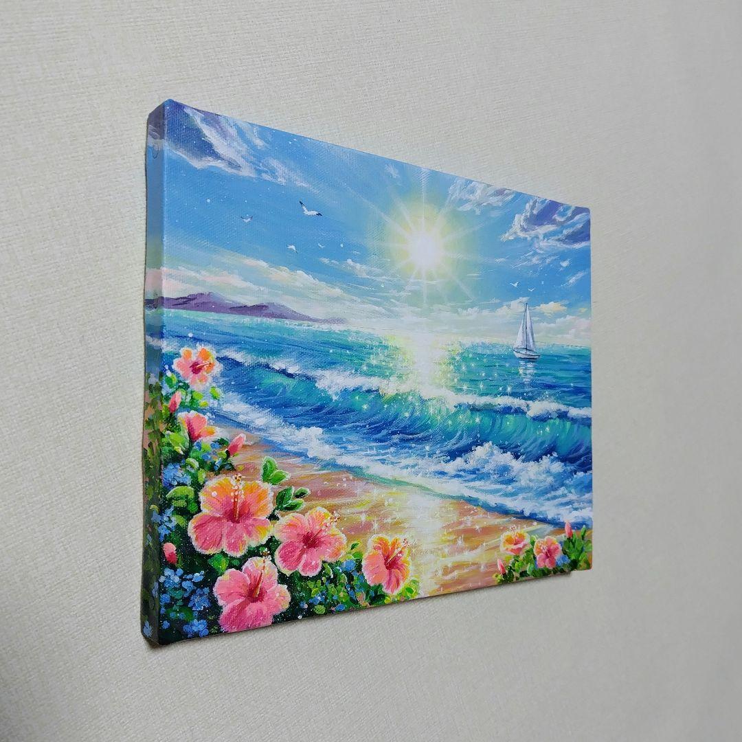N*a様 【陽光】アクリル画 F3 風景画 絵画 海の絵
