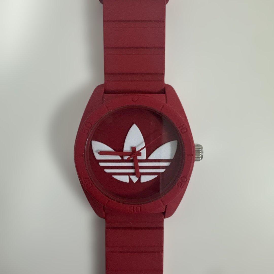 adidas 腕時計　サンティアゴ　ラバー　水色　赤