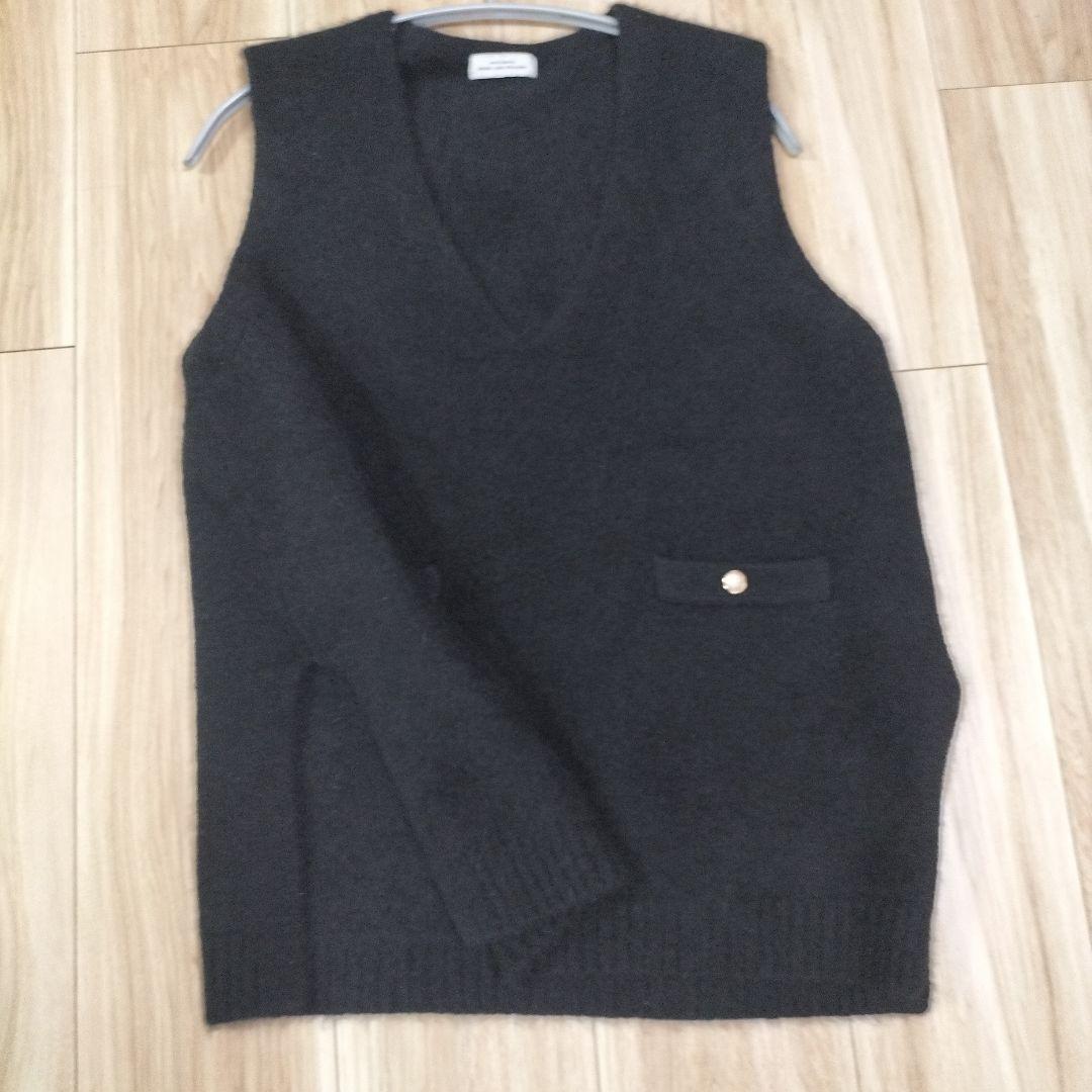 ✦極美品人気完売品✦グリーンレーベル　フォックスヘアリーニットベスト 黒