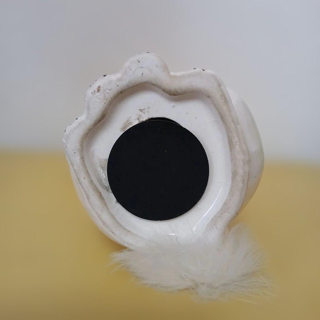 昭和レトロ　陶器製　ネコ　ファー付き　貯金箱　置物　大
