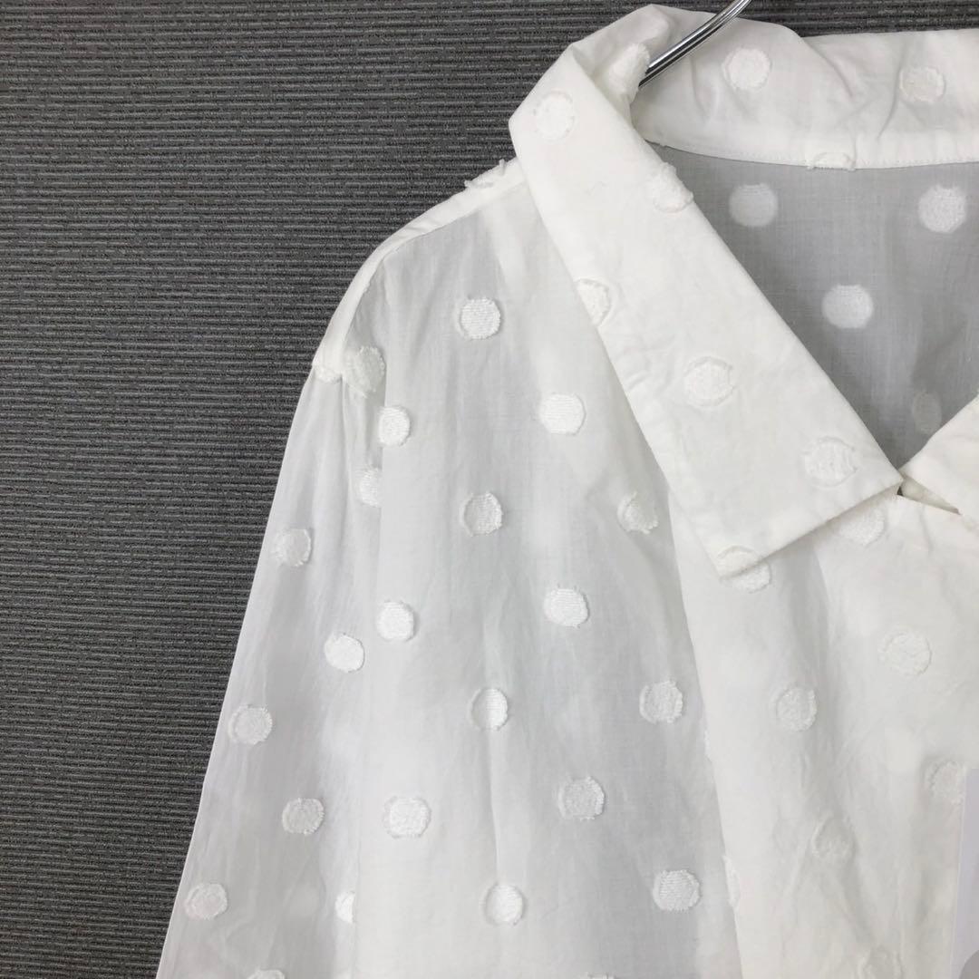 【未使用】センソユニコ 慈雨 ジウ コットン ドット柄ジャガード ブラウス40