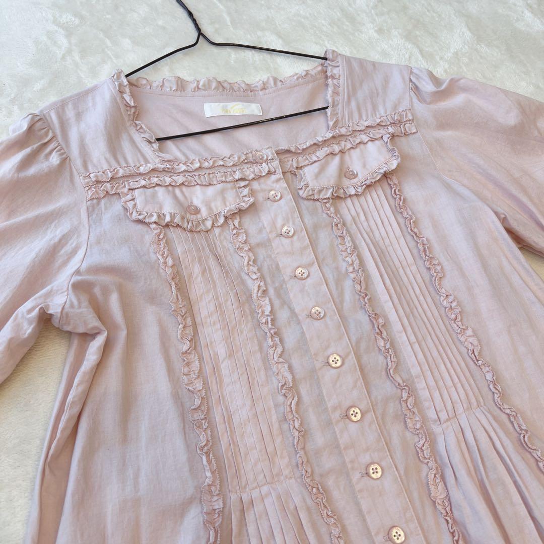 【美品】ピンクハウス　フリル段々ローン前開きワンピース