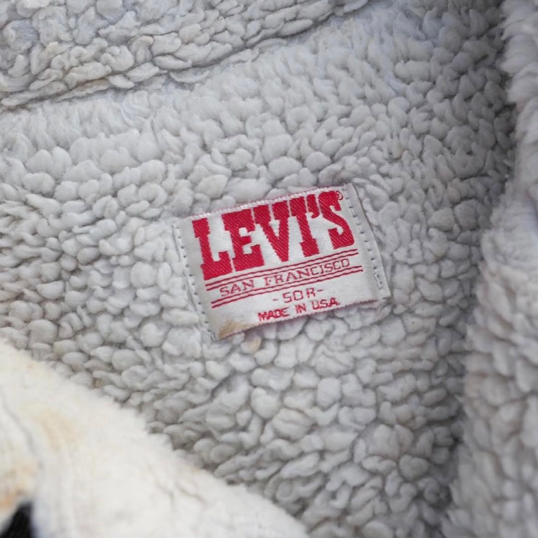 80s Levis USA製 デニムボアジャケット 短丈 ボロ フェード