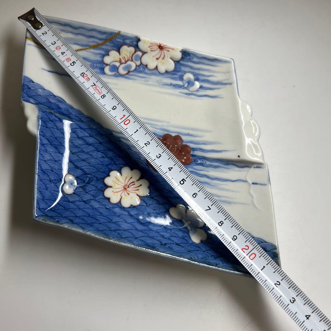 江戸中後期頃　古鍋島菱形皿　幅約22.5㎝　東Y8-0216②大