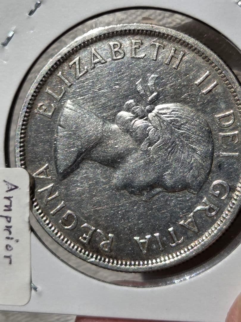 (稀少なバラエティ)　カナダ連邦　エリザベス2世　1 ドル銀貨　1957