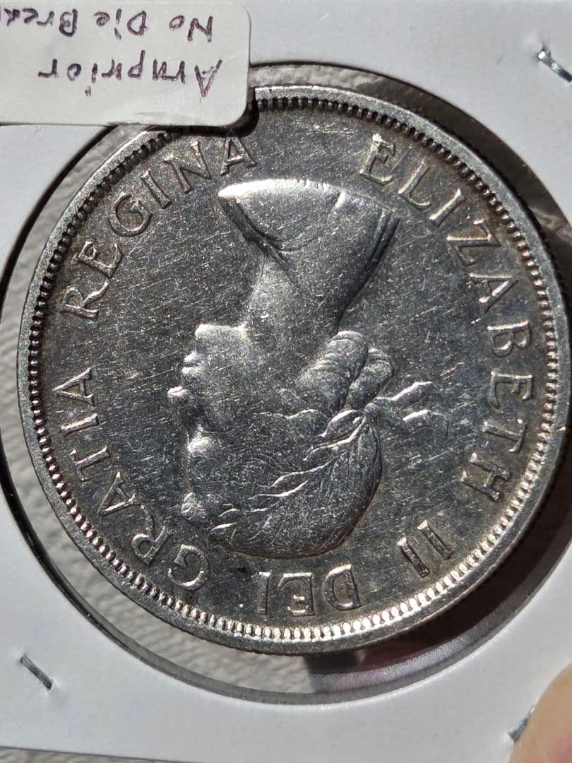 (稀少なバラエティ)　カナダ連邦　エリザベス2世　1 ドル銀貨　1957
