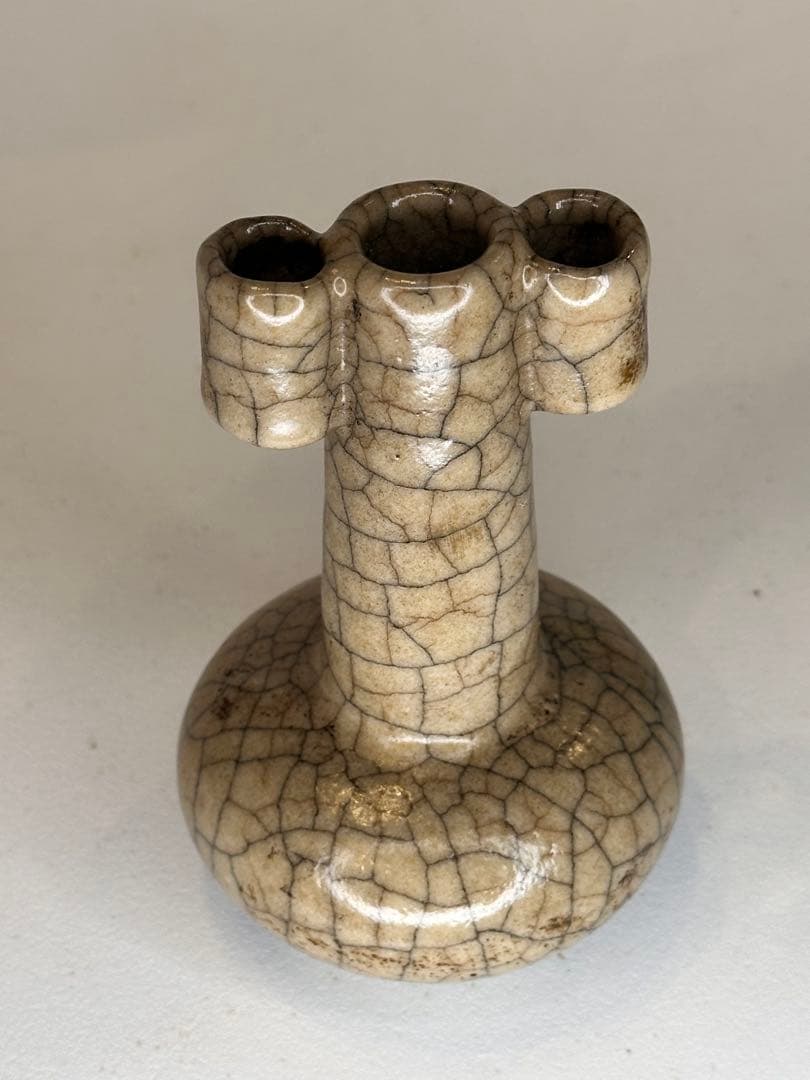 中国 宋代 哥窯 貫耳瓶 花瓶 開片釉 古陶磁 骨董品 時代物