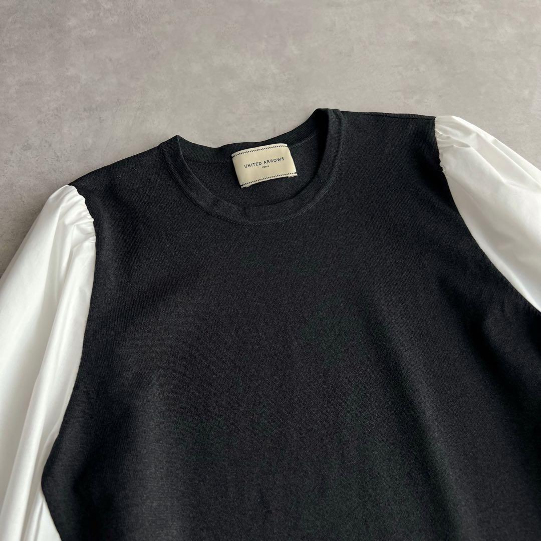 UNITED ARROWS プリーツ コンビ ニット ブラウス