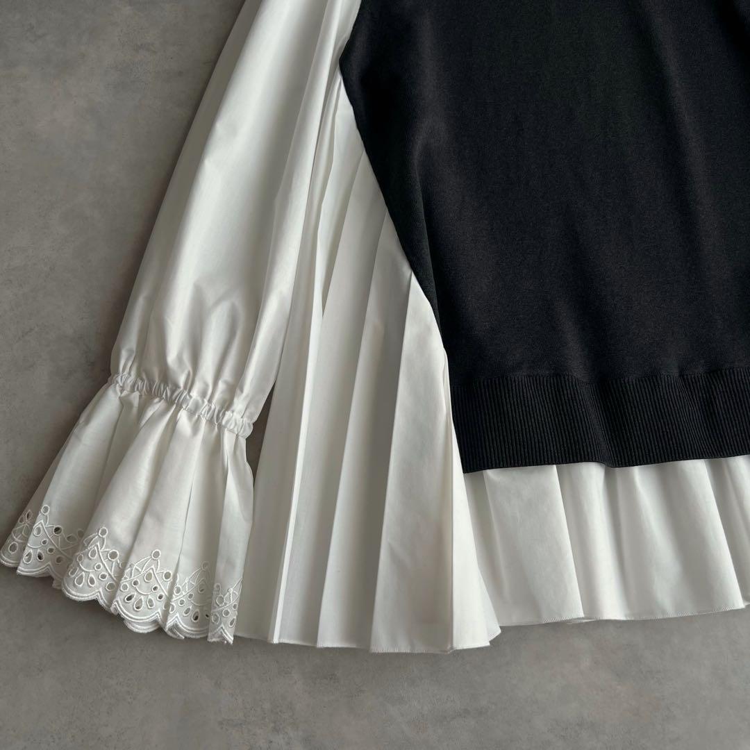 UNITED ARROWS プリーツ コンビ ニット ブラウス