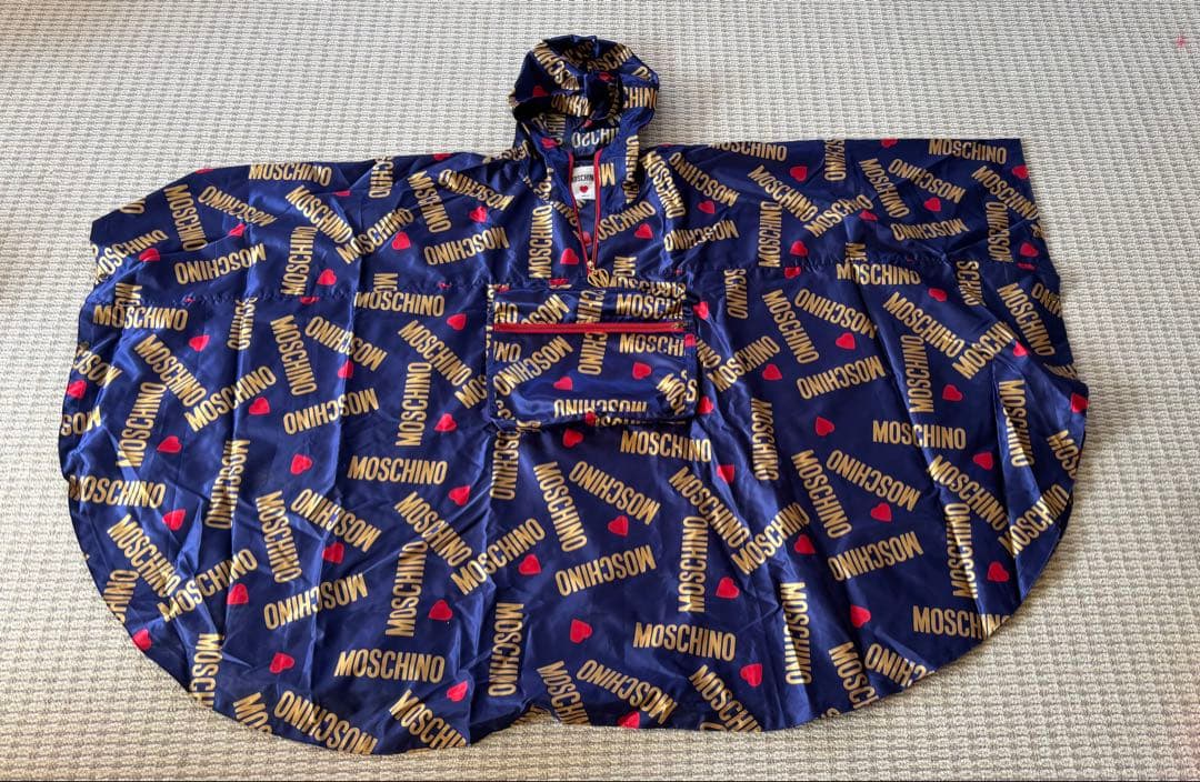 MOSCHINO モスキーノ ロゴ総柄 レインコート ポンチョ