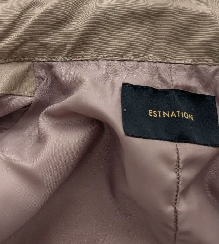 ESTNATIONベージュ レザー風 メッシュジャケット フード付き