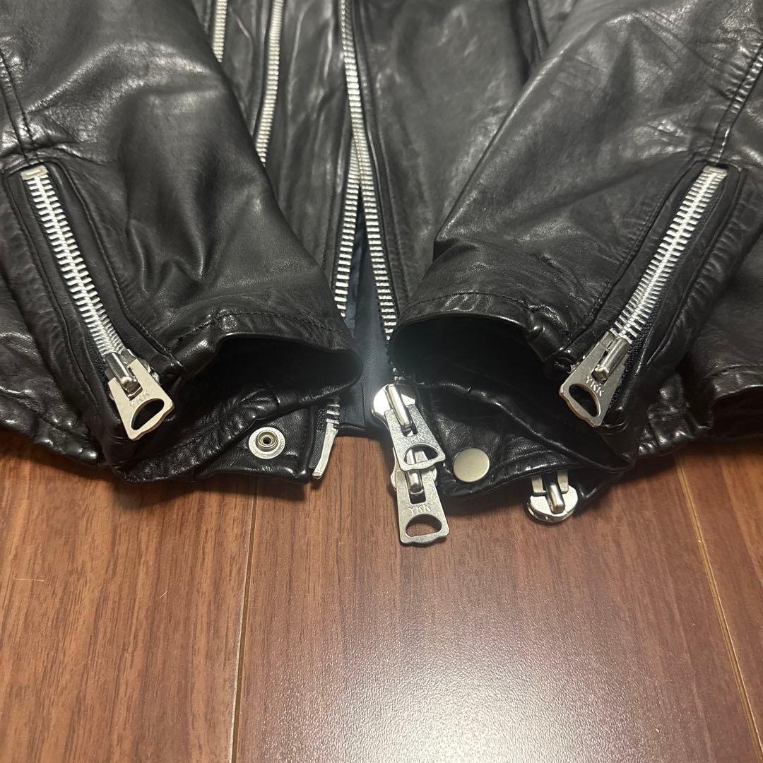 ナノユニバース　黒レザーダブルライダースジャケット