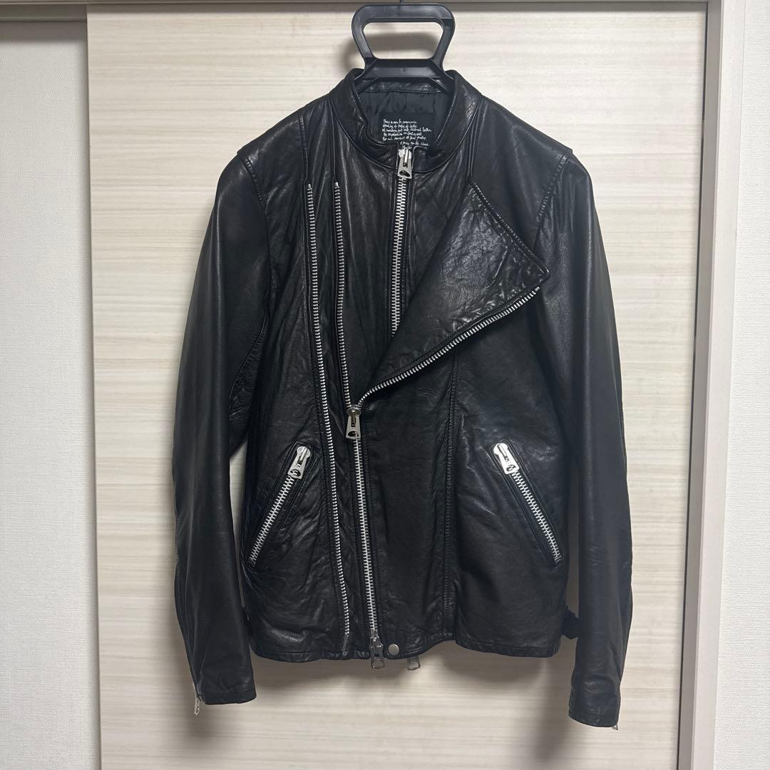 ナノユニバース　黒レザーダブルライダースジャケット